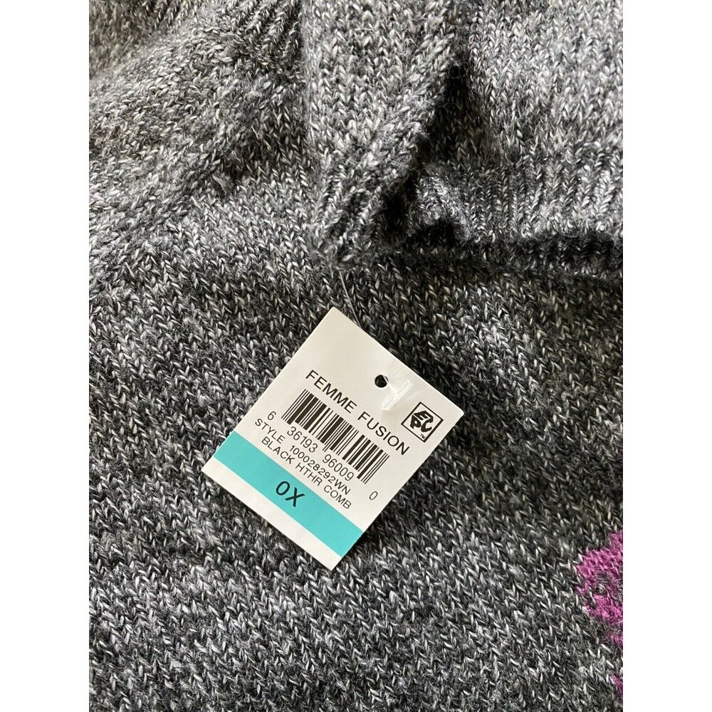 Style & Co Floral Pullover Sweater Gray Purple Black Soft #8065 - Picture 8 of 9